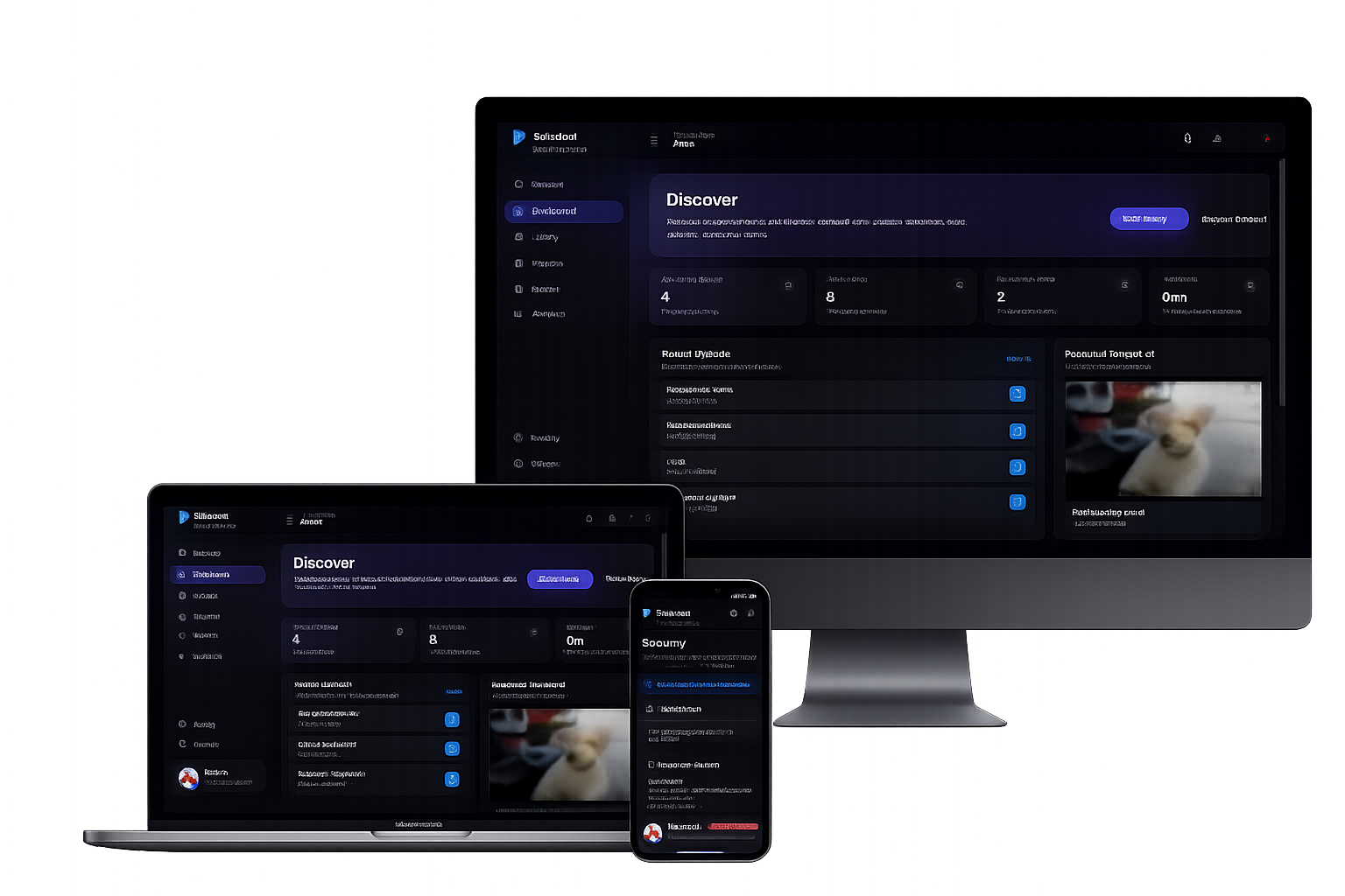 SafeCast running across desktop and laptop — professional workspace mockup